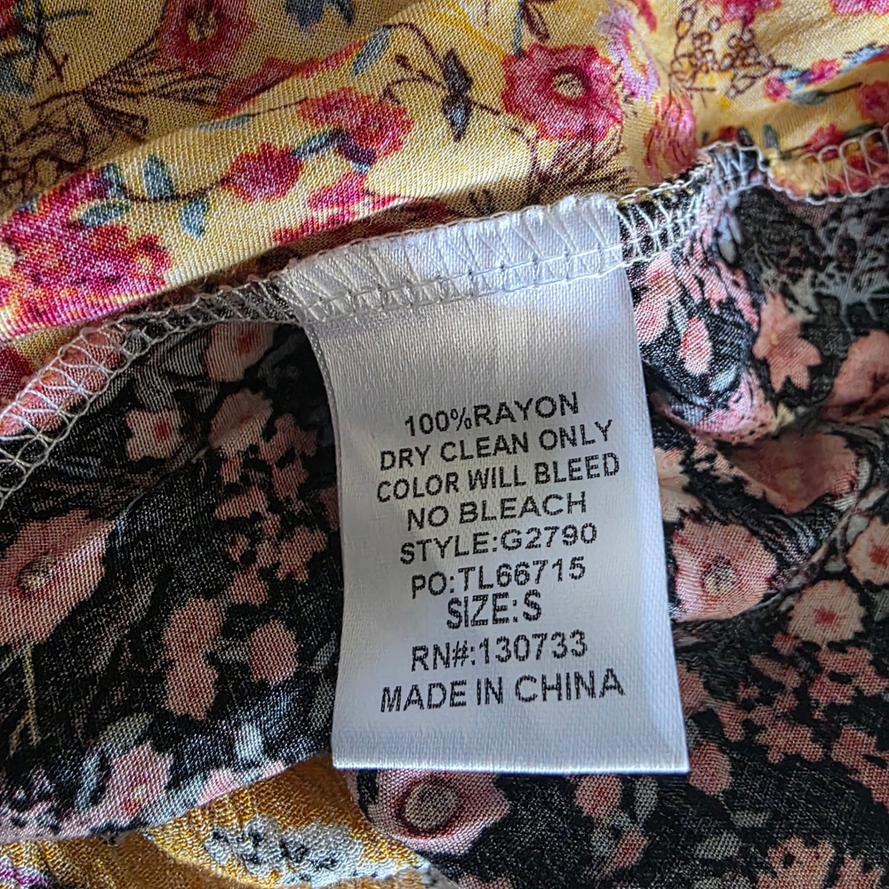 Umgee USA Floral Patchwork Mini Dress V-Neck Boho Babydoll Multi Womens S - Picture 5 of 7
